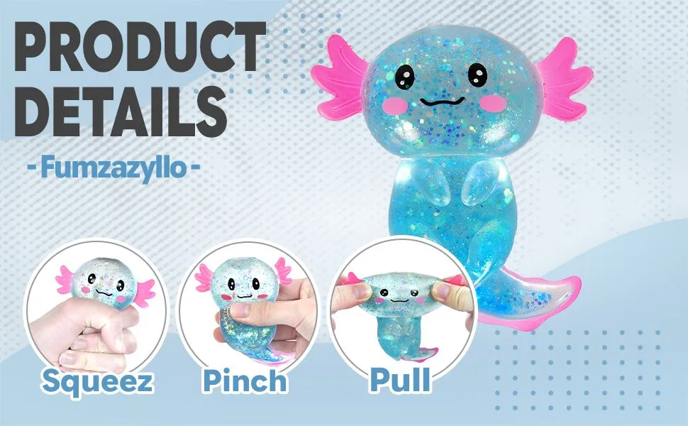 Blue Axolotl Squishy Squeeze Toy detail 3