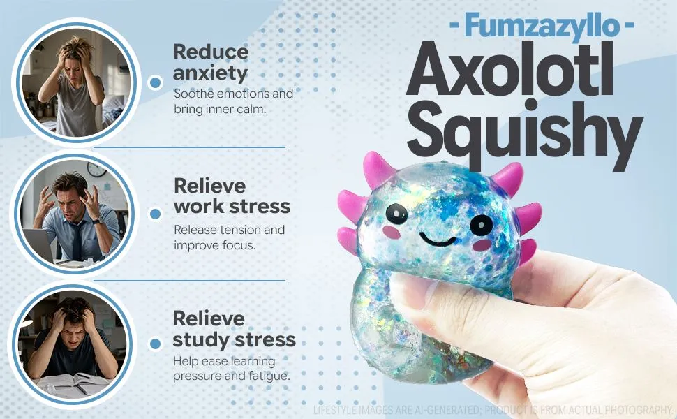 Blue Sitting Salamander Squishy Stress Ball Toy detail 2
