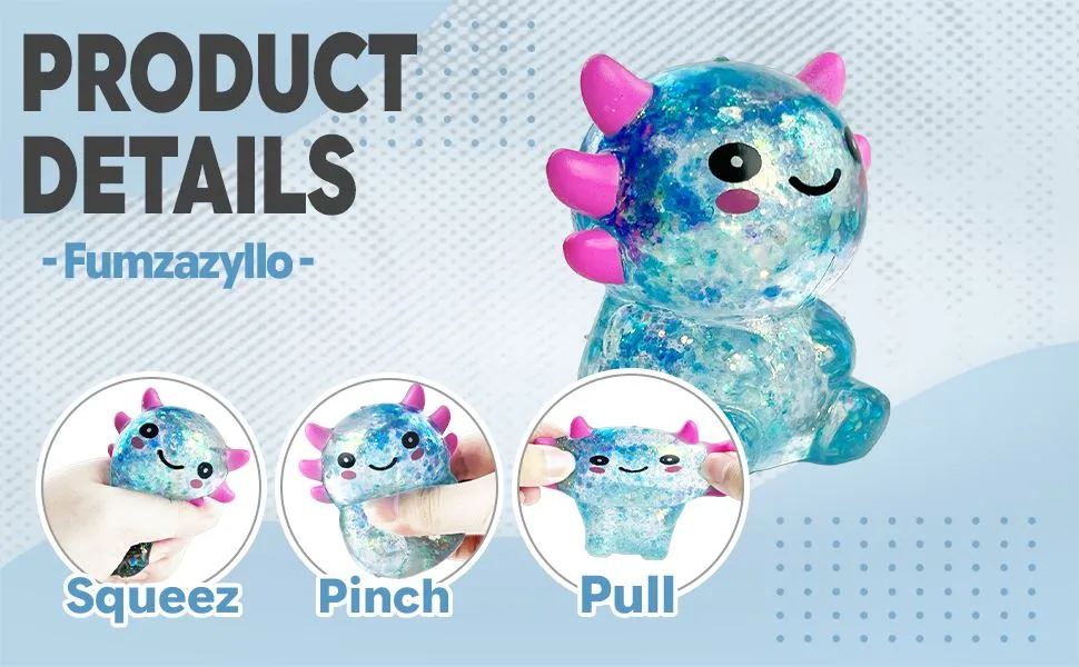 Blue Sitting Salamander Squishy Stress Ball Toy detail 3