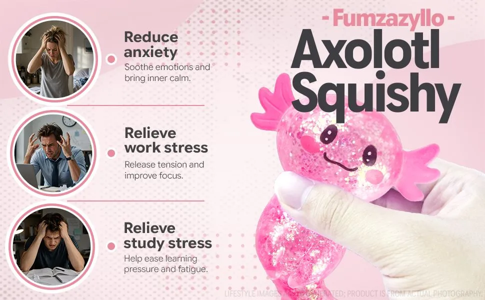 Pink Axolotl Squishy Toy, 1Pcs detail 2