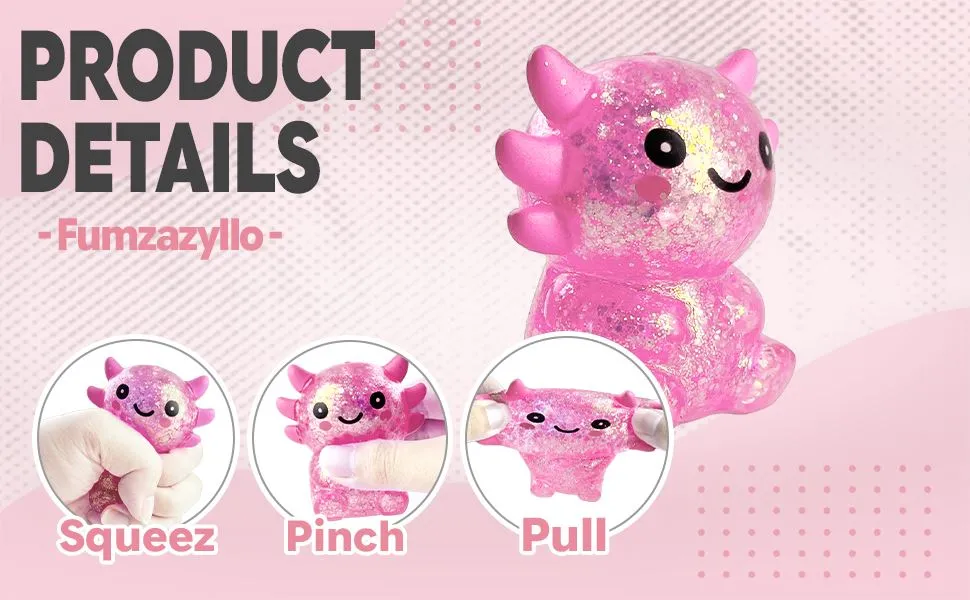 Pink Salamander Squishy Toy, 1Pc detail 3